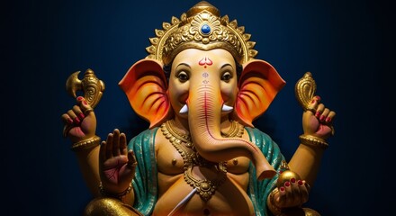 Fototapeta premium Ganesha Statue: Hindu God Close-up