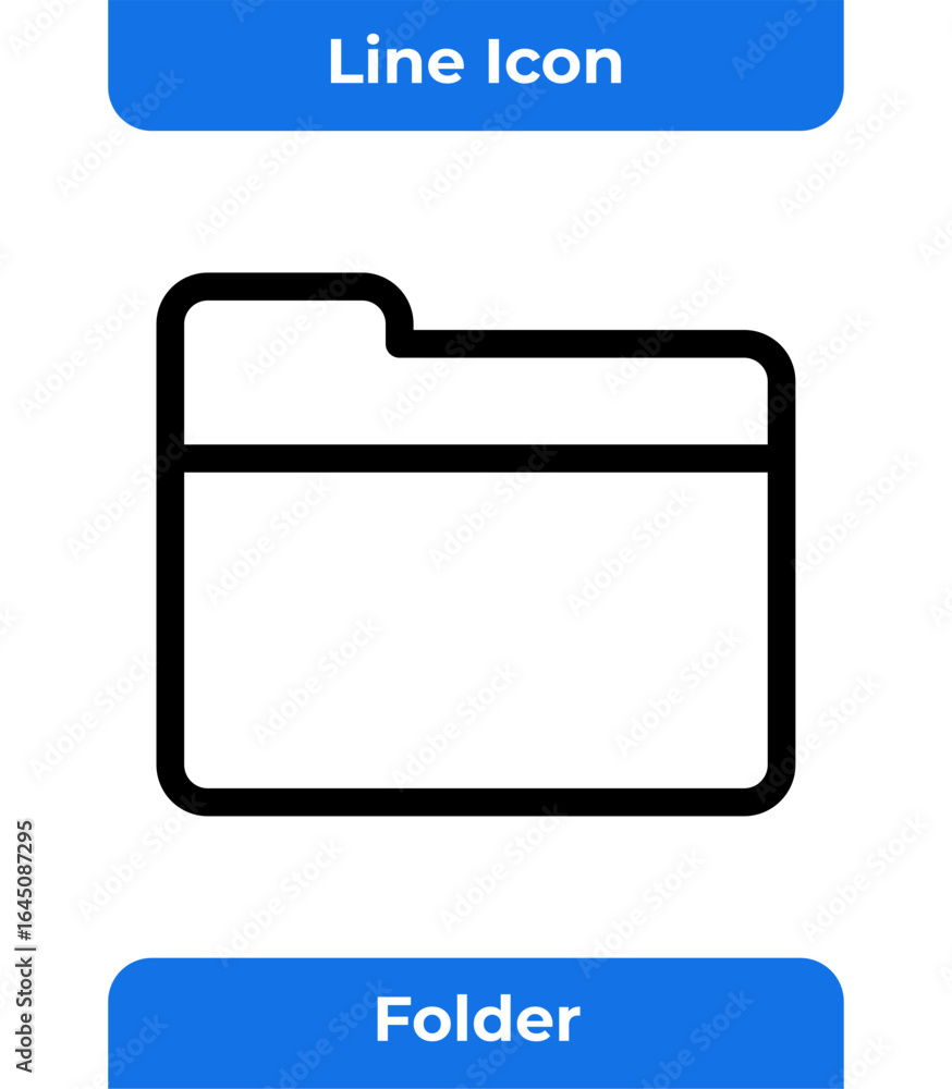 Poster folder line icon for digital file management, data organization, and document storage.