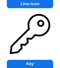 Key Line Icon for Access Control, Password Security, and Digital Authorization