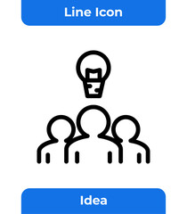 Idea, Brainstorming, and Innovation Line Icon for Business Team, Creative Solution, and Problem-Solving