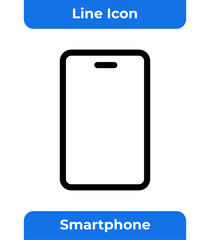 Smartphone Line Icon for Mobile Communication, Digital Technology, and App Development.