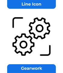 Icon of Two Interlocking Gears, Illustrating Concepts of Gearwork, Process, Collaboration, Teamwork, and Management, Isolated on White Background