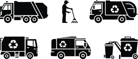 Obraz premium Illustrating effective solid waste management and recycling practices with a clear silhouette graphic