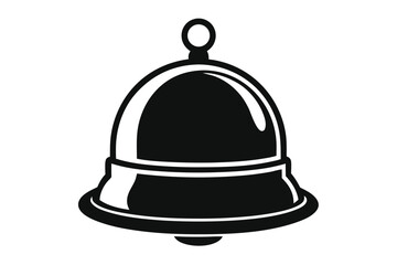 Black bell icon with clear and simple silhouette against a white backdrop