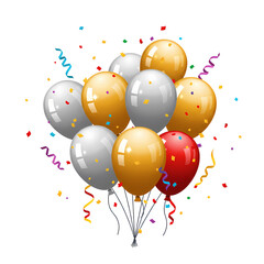 Colorful Balloons with Confetti Celebrating Party Festive Atmosphere