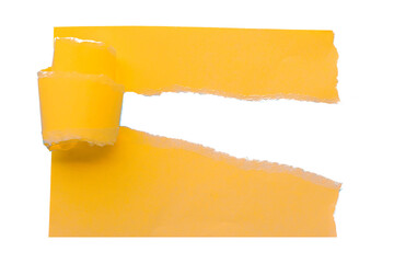 Yellow torn paper isolated on transparent background