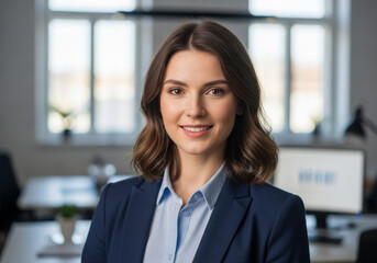Naklejka premium Confident Businesswoman Portrait in Office Setting