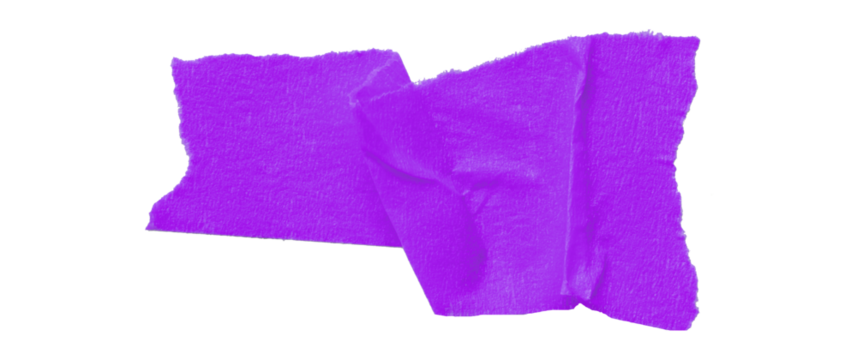 Separate purple torn paper tape on transparent background