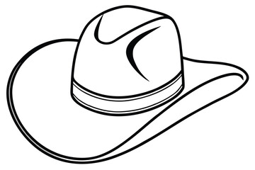 Bold black lines define a classic cowboy hat on a clean white canvas