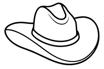 A black outline defines the white cowboy hat against a clean white backdrop