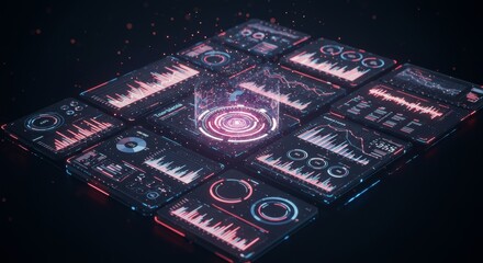 Futuristic Digital Dashboard Visualizing Complex Data Analytics