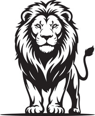 Fototapeta premium Minimalist Lion Vector Black and White Roaring Lion Art for Logo and Branding Design