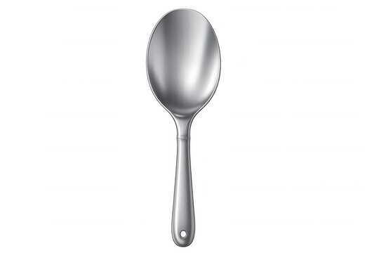 Realistic metal spoon isolated on transparent background, perfect for food and cooking related projects