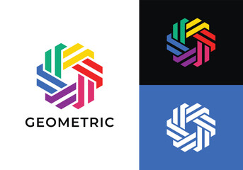 This is a modern and colorful geometric lens logo. This logo is suitable for creative agencies, media, cameramen, and such.