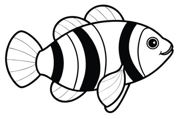 Black and white clownfish features bold stripes and distinctive fins 