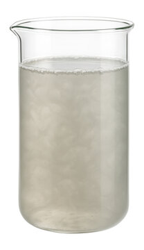 Glass beaker with a sample of cloudy water indicating turbidity