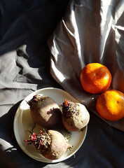 Beets and Oranges on a Plate