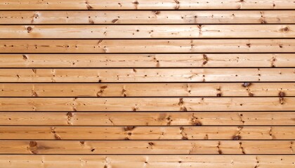 Detailed background of a natural wood wall with horizontal planks. Light brown timber siding texture with visible grain and knots.
