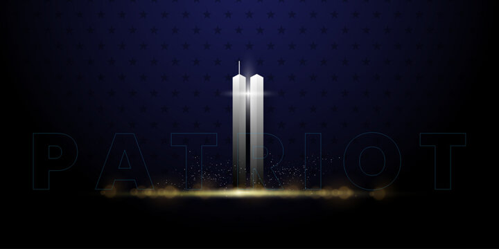 Patriot Day Background, September 11, United States flag, 911 memorial and Never Forget lettering, Vector conceptual illustration