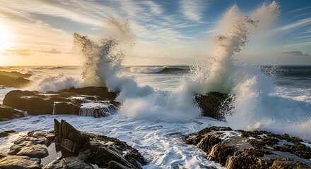 Waves on rocky coast