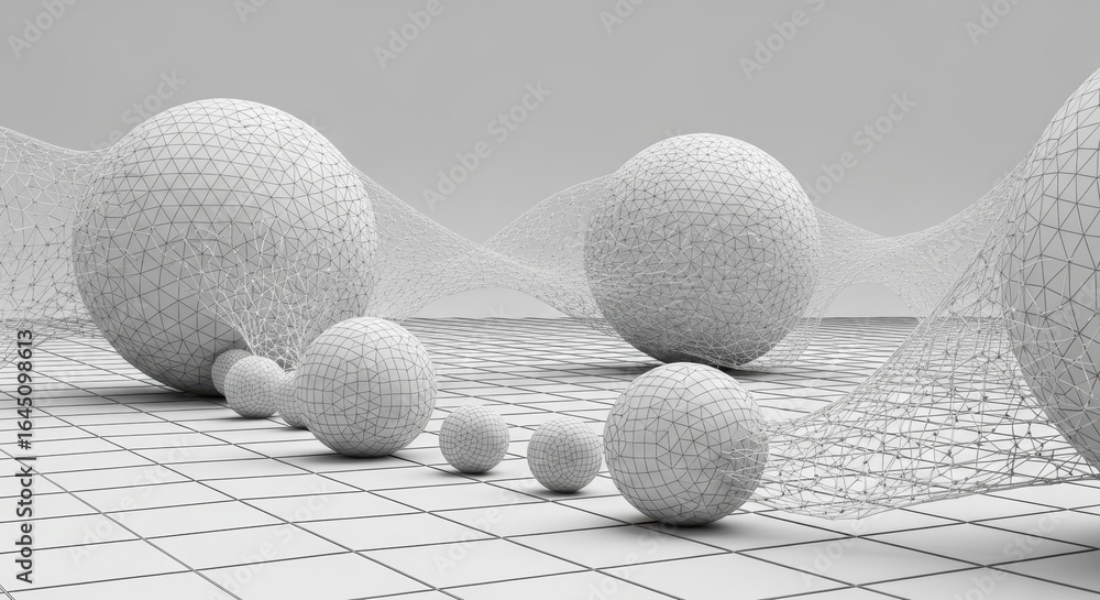Poster abstract wireframe spheres and mesh network