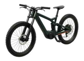 Electric downhill MTB with a long wheelbase and reinforced frame for stability