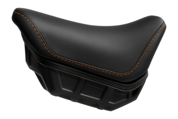 Adventure motorcycle seat with a rugged, reinforced base and water-resistant cover