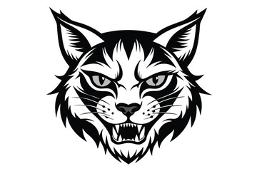 Intricate shows a snarling bobcat with its sharp teeth against a white background