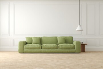 Empty room, light green couch