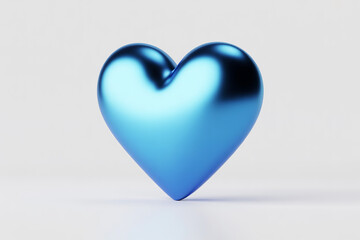 Obraz premium Shiny blue metallic heart on a clean white background