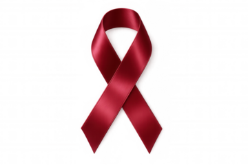 Symbolic red ribbon promoting awareness for important causes, featuring a transparent background for versatile use