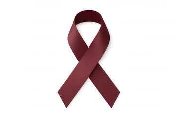Burgundy awareness ribbon representing support for multiple myeloma, waldenstrom macroglobulinemia, and head and neck cancer, isolated on transparent background