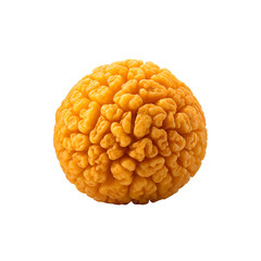 Walnut-Shaped Cheese with Pieces Inside on a Transparent Background