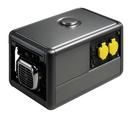 Obraz premium Diesel generator with integrated fuel tank and external power outlets