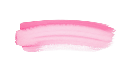 Horizontal watercolor paint brush stroke in soft light pink, transparent with organic texture and irregular edges, isolated on a pristine transparent background with ample copy space, abstract design