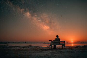 Obraz premium Stargazing with a Guitar