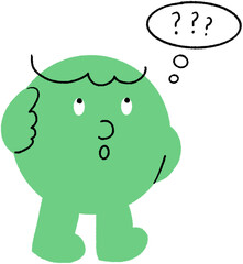 Emoji, Character, Green, Question, Concern, Worry, Icon, Design Element, Emotion,, Expression