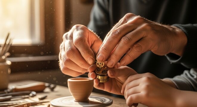 Craftsmanship and Bonding in Pottery Making with Generational Hands