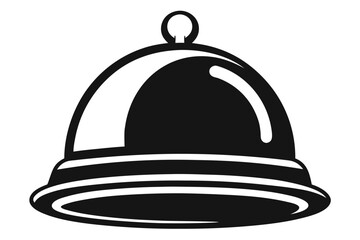 Black cloche silhouette features simplistic design with a curved lid and circular handle isolated