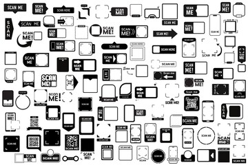 Set of  Scan me icons, 100 icons set of scan me, icons set, bar code, qr code icons, 