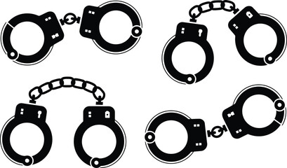 Handcuff Icons Silhouette Collection handcuffs police