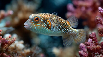 Tropical sea underwater fishes on coral reef, Generative AI,