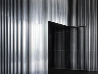 Architecture details Metal wall line pattern pleat panel Grey texture background