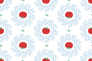 Pasta and tomatoes seamless pattern. Italian food illustration in vector.