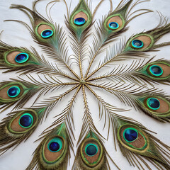 Fototapeta premium Peacock Feather Pattern with Hidden Mandala