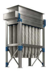 Fototapeta premium Baghouse dust collector with multiple fabric filter bags and an external steel frame for a cement manufacturing plant
