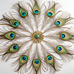 Obraz premium Peacock Feather Pattern with Hidden Mandala