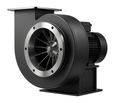 Centrifugal fan with a backward-curved impeller and durable housing for a chemical processing facility