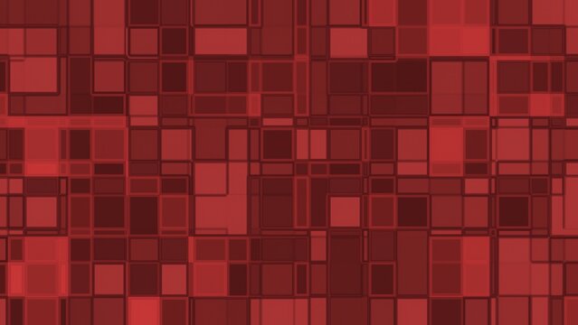 abstract grid pattern composed of varied red geometric shapes with layered squares and rectangles