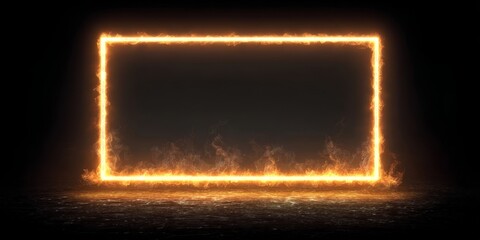 Dynamic Retro Frame with Realistic Blazing Fire Effects for Stunning Presentation Backgrounds